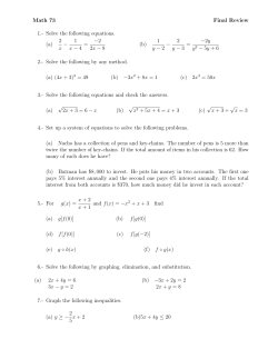 Math 73 Final Review 1.- Solve the following equations. (a) 2 x &minus; 1 x
