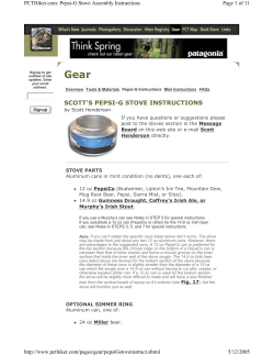 SCOTT`S PEPSI-G STOVE INSTRUCTIONS