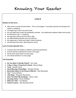 Knowing Your Reader - Nutley Public Schools