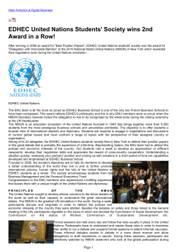 EDHEC United Nations Students` Society wins 2nd Award in a Row