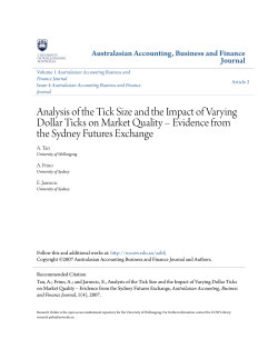 Analysis of the Tick Size and the Impact of - Research Online