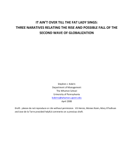 it ain`t over till the fat lady sings: three naratives relating the rise and