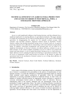 technical efficiency in agricultural production and access to credit in