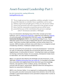 Asset-Focused Leadership Part 1