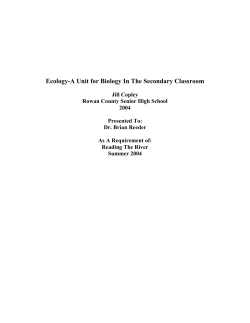 Ecology-A Unit for Biology In The Secondary Classroom