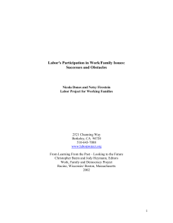 Labor`s Participation in Work/Family Issues: Successes and Obstacles
