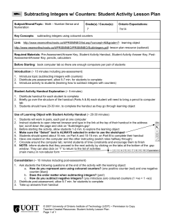 Subtracting Integers w/ Counters: Student Activity Lesson Plan