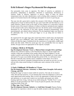 Erik Erikson`s Stages Psychosocial Development