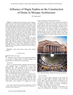 Influence of Hagia Sophia on the Construction of Dome in Mosque