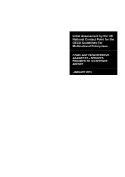 BIS/15/86: UK NCP initial assessment: complaint by Reprieve