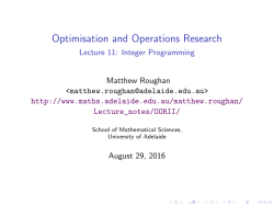 Lecture 11: Integer Programming - School of Mathematical Sciences