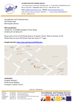 Accreditation and Training Services 233 Florida Road Morningside