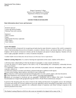 Course Syllabus GEO101-WORLD GEOGRAPHY