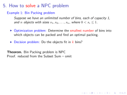 5. How to solve a NPC problem