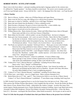 robert burns - scotland`s bard - St. Andrew`s Society of Pittsburgh
