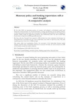 Monetary policy and banking supervision