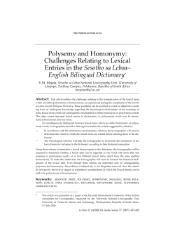 Polysemy and Homonymy