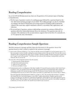 Reading Comprehension - Salem State University