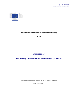 OPINION ON The Safety Of Aluminium In Cosmetic Products