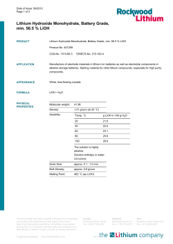 Lithium Hydroxide Monohydrate, Battery Grade, min. 56.5 % LiOH