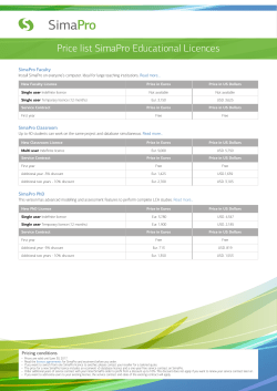 Price list SimaPro Educational Licences