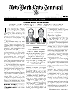 Lower Courts` Handling of `Tellabs` `Inference of Scienter