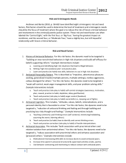Risk and Criminogenic Needs - Utah Criminal Justice Center
