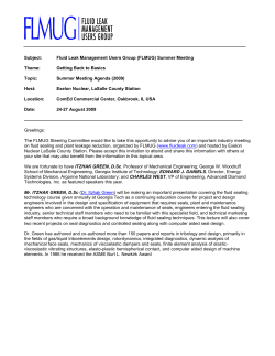 Subject: Fluid Leak Management Users Group (FLMUG) Summer
