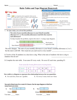 Ratio Tables and Tape Diagram Homework