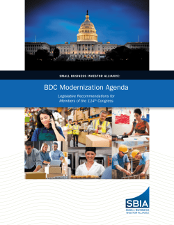 BDC Modernization Agenda - Small Business Investor Alliance