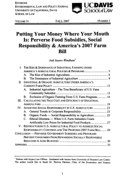 Putting Your Money Where Your Mouth Is: Perverse Food Subsidies