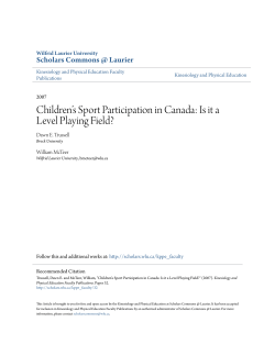 Children`s Sport Participation in Canada: Is it a Level Playing Field?