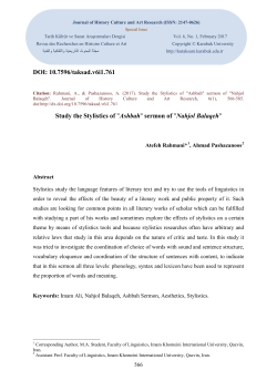 DOI: 10.7596/taksad.v6i1.761 Study the Stylistics of "Ashbah