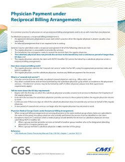 Physician Payment under Reciprocal Billing