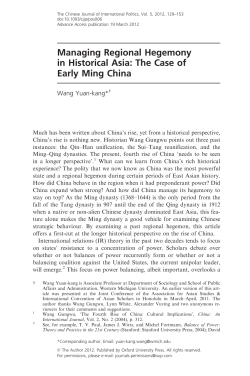 Managing Regional Hegemony in Historical Asia