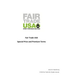 Fair Trade USA Special Price and Premium Terms