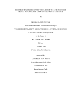 experimental studies of the theories for the maintenace of sexual