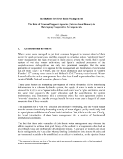 Institutions for River Basin Management The Role of External