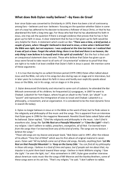 What does Bob Dylan really believe? &ndash;by Kees de Graaf