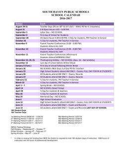 SOUTH HAVEN PUBLIC SCHOOLS SCHOOL CALENDAR 2016-2017