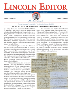 Number 1 - The Papers of Abraham Lincoln