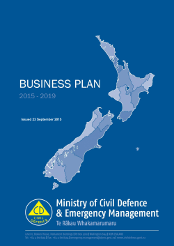 2015-2019 business plan - Ministry of Civil Defence and Emergency