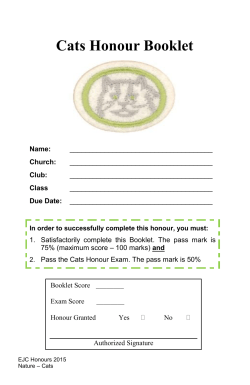 Cats Honour Booklet