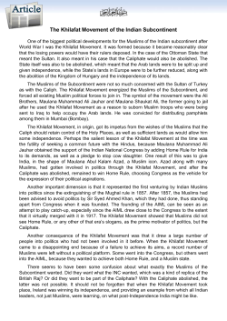 The Khilafat Movement of the Indian Subcontinent