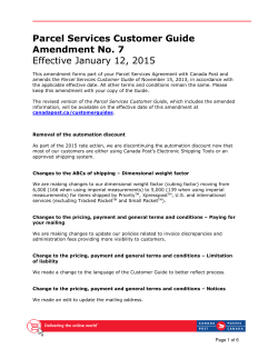 Parcel Services Customer Guide Amendment No. 7