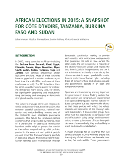african elections in 2015: a snapshot for c&ocirc;te d`ivoire, tanzania