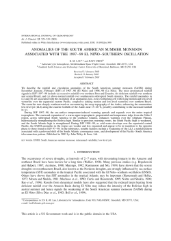 Anomalies of the South American summer monsoon associated with