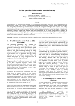 Online specialised dictionaries: a critical survey