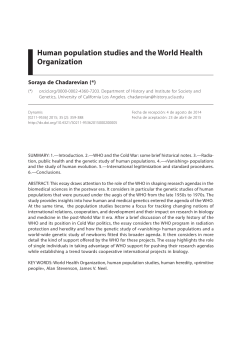 Human Population Studies and the World Health Organization.