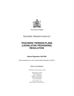 Teachers` Pension Plans (Legislative Provisions) Regulation (AR